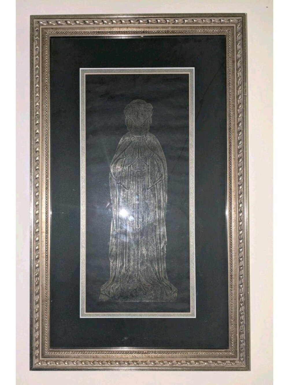 Vintage 1970s Brass Rubbing of Dame Jemima Wilson Westminister Abbey Framed Dog